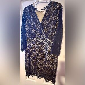 Charter Club Black and Cream Lace Dress